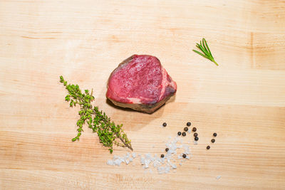 High angle view of vegetables on cutting board