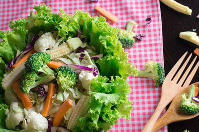 High angle view of vegetables in container