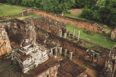 High angle view of old ruins