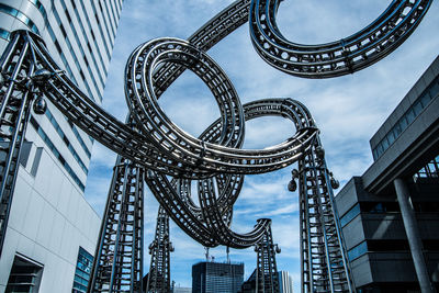 Low angle view of spiral staircase of building