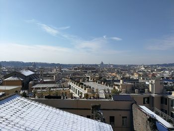 High angle view of cityscape against sky