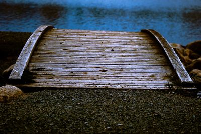 High angle view of wood on beach