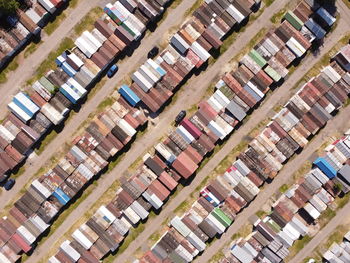 High angle view of residential buildings