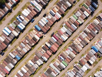 High angle view of residential buildings