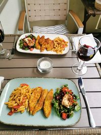 High angle view of food on table