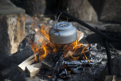 Coffee preparation on wood burning stove