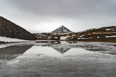 Snow covered mountain against sky