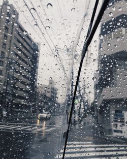 Full frame shot of wet glass window in rainy season