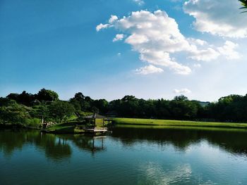 Scenic view of lake against sky