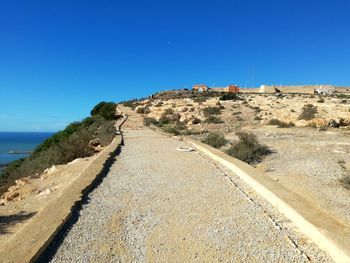 Scenic view of landscape against clear blue sky