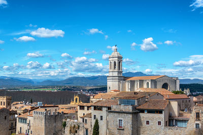 High angle view of townscape against sky in city