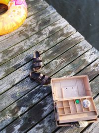 High angle view of stuffed toy on table