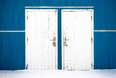 Closed door of building