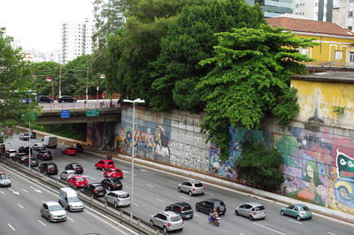 High angle view of traffic on road