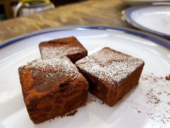 Close-up of dessert in plate on table