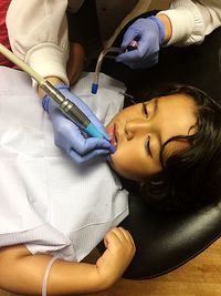 High angle view of woman lying down