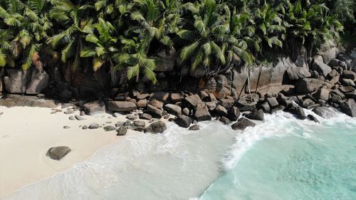 Panoramic shot of rocks on beach