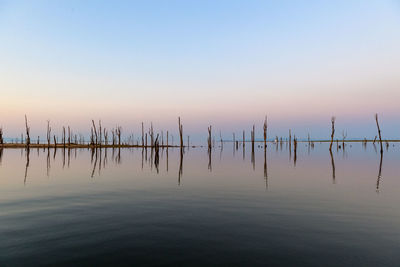 Scenic view of sea against clear sky