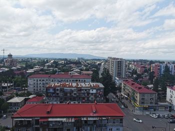 High angle view of townscape against sky