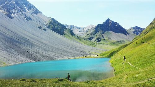 Scenic view of lake against sky