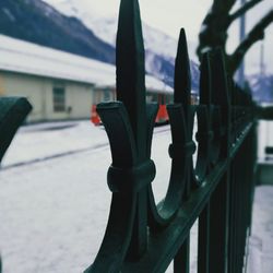 Close-up of built structure against sky