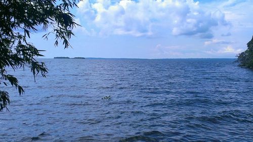 Scenic view of sea against cloudy sky