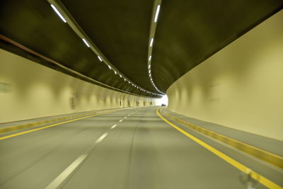 Blurred motion of bridge in tunnel