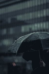 Rear view of woman with umbrella