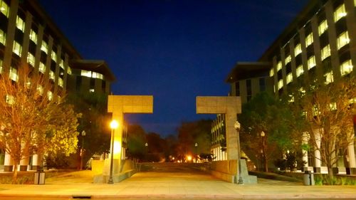 Illuminated street light at night