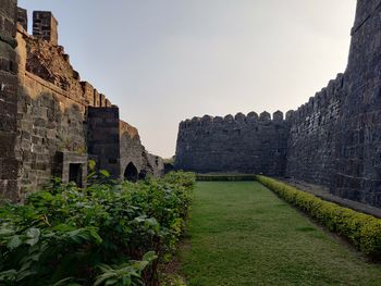 View of old ruins against clear sky