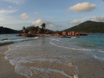 Scenic view of beach against sky