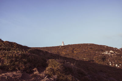 Scenic view of mountain against clear sky
