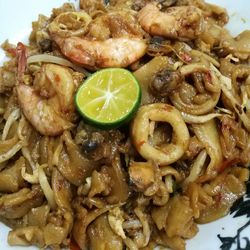 Close-up of noodles in plate