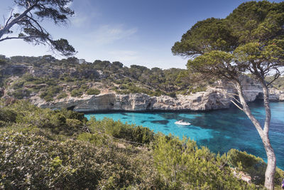 Scenic view of bay against sky