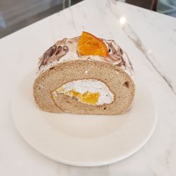 High angle view of breakfast served on table