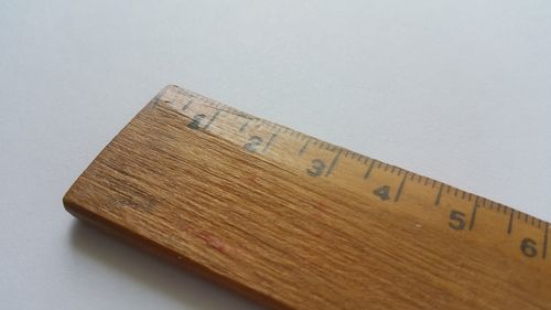 High angle view of text on table against white background