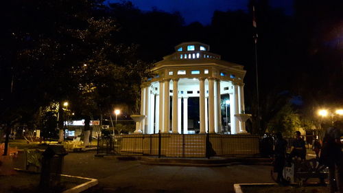 Illuminated building at night