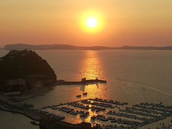 Scenic view of sea at sunset