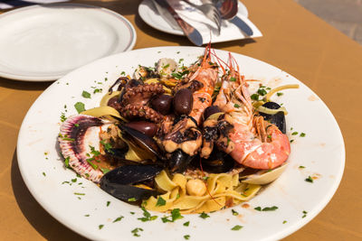 High angle view of meal served in plate