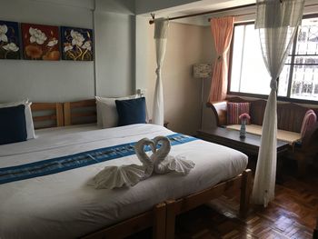 High angle view of blanket arranged on bed at home