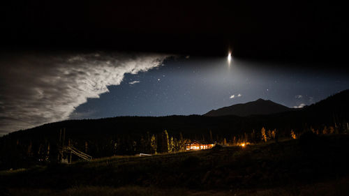 Scenic view of landscape against sky at night