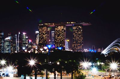 Illuminated city at night