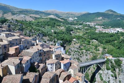 Panoramic view of muro lucano, an old village in the mountains of basilicata region, italy.