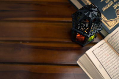 Close-up of books on table