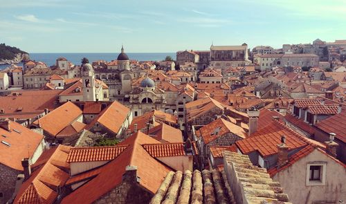 High angle shot of townscape in dubrovnik, croatia 