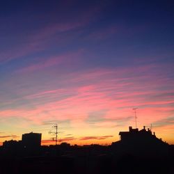 Silhouette of buildings against dramatic sky