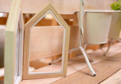 High angle view of chairs on table at home