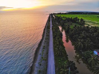 Scenic view of sea against sky during sunset