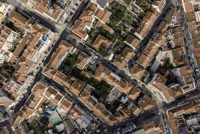 High angle view of buildings in city