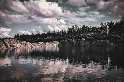 Scenic view of lake against sky